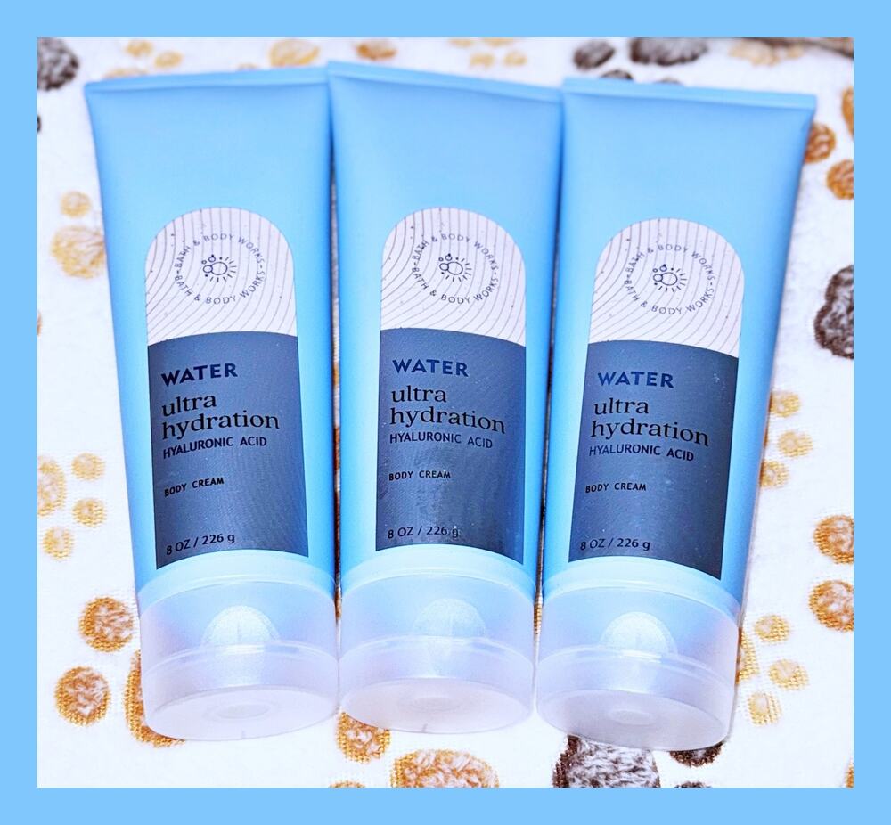 Bath & Body Works 8 oz WATER Ultra Hydration Hyaluronic Body Cream x3